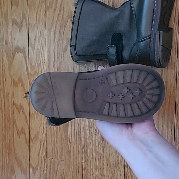 Pom D'api ankle boots metallic green (leather) faux fur baby boot - Picture 4 of 4